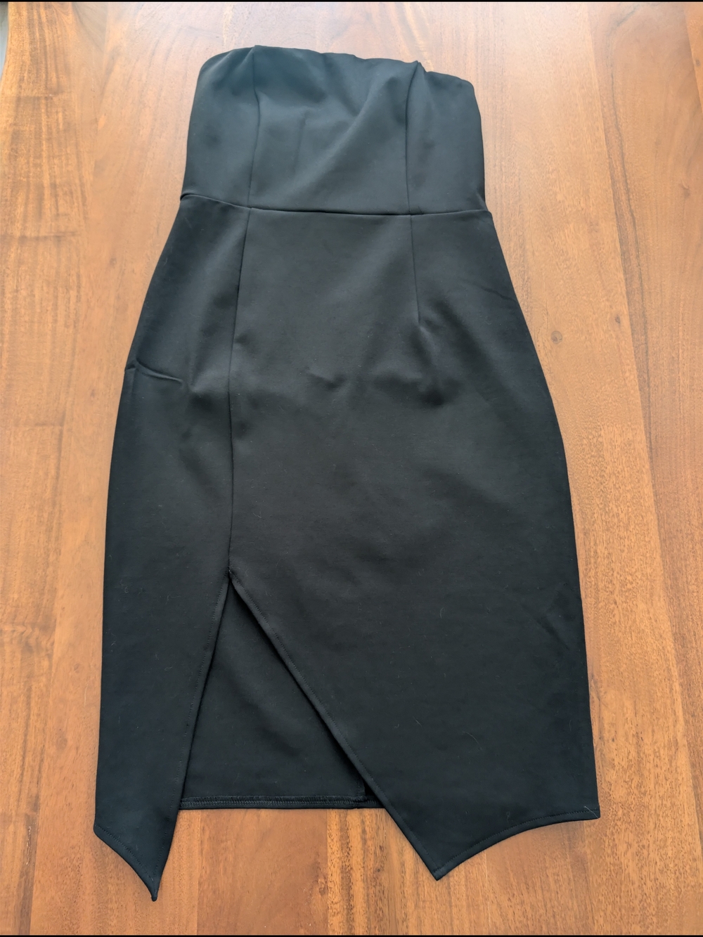 Lulu's Black Strapless Pencil Skirt with Front Asymmetric Slit